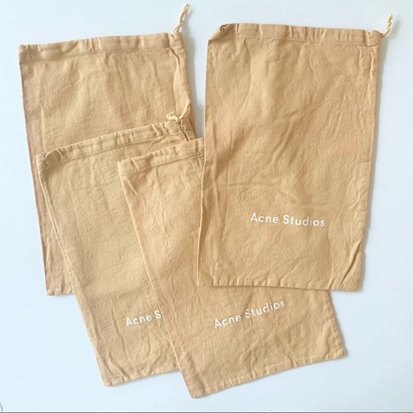 ACNE STUDIO | 1PC CANVAS DUST BAG SMALL WITH DRAWSTRING MODERN LOGO TAN STORAGE - Picture 8 of 8